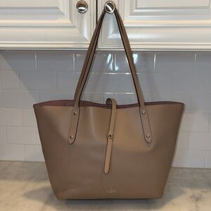 COACH  Purse Bag Market Tote Polished Pebble Leather Turnlock Taupe Neutral